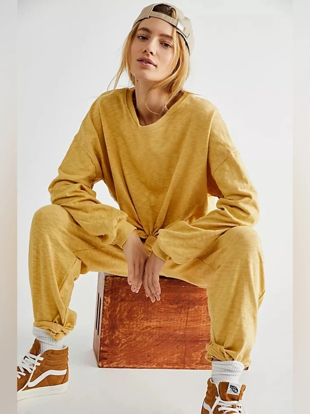 FP Beach Set Culver City Co-Ord Matching Pants Top Mustard Yellow Free People